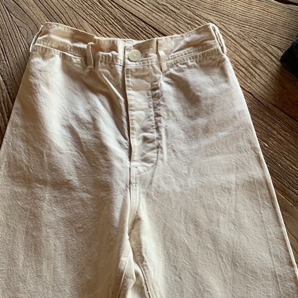 Jesse Kamm crop wide leg cream canvas pant - Picture 2 of 4